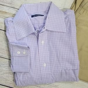Burberry Blue And Red Long Sleeve Button Down Shirt